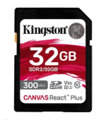 Kingston SDHC karta 32GB Canvas React Plus SDHC UHS-II 300R/260W U3 V90 for Full HD/4K/8K