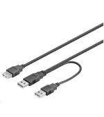 PREMIUMCORD Kabel USB 2.0 napájecí Y kabel A/M + A/M -- A/F 0.4m + 0.5m