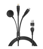 CONNECT IT Nabíjecí kabel Wirez 6v1, USB-C/USB, Lightning, Bezdrátová nabíječka na hodinky, 1.25m, černá