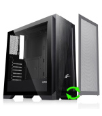 EVOLVEO Ptero Q2, 2x čelní panel - sklo /mřížka, case ATX, černá