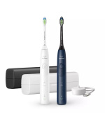 Philips Sonicare 5500 HX7119/01 sonický zubní kartáček, 2 kusy, cestovní pouzdra, bílá a námořnická modrá