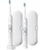 Philips Sonicare 6100 HX6877/34 elektrický zubní kartáček, sada 2 kusů, časovač, cestovní pouzdro, bílá