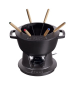 Staub sada na fondue, 20 cm, litinový, 2.36 l, až pro 6 lidí, pro všechny zdroje tepla, černá