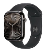 Apple Watch Series 10 GPS + Cellular 46mm Slate Titanium Case with Black Sport Band - M/L