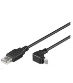 PremiumCord Kabel micro USB 2.0, A-B, konektor do úhlu 90° 1.8m (černý)