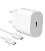 Samsung síťová nabíječka EP-TA800EWE + kabel EP-DA905BWE USB-C, 25W, bílá, (bulk)