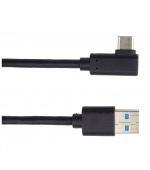 PREMIUMCORD Kabel USB typ C/M zahnutý konektor 90° - USB 3.0 A/M, 2m