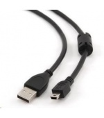 GEMBIRD Kabel USB 2.0 A-Mini B (5pin) propojovací, HQ s ferritovým jádrem, 1,8m, černý