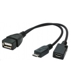 GEMBIRD Kabel USB AF/micro BM + micro BF, OTG + dobíjení, 15cm, pro tablety a smartphone