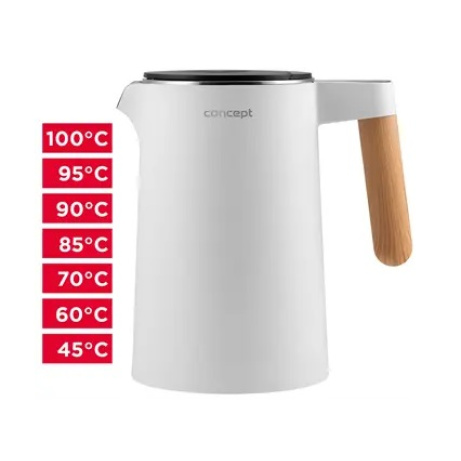 Concept RK3300 Rychlovarn  konvice s regulací teploty 1,5 l Salt & Pepper, bílá