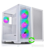 EVOLVEO Ptero Q2W+, 2x čelní panel - sklo /mřížka, case ATX, bílá, 4x ARGB Ventilátor