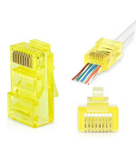 W-star Konektor UTP RJ45EZ Cat5e100ks pozlacený, žlutá, pass through RJ45EZ5YS