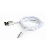 GEMBIRD Kabel USB 2.0 Lightning (IP5 a vyšší) nabíjecí a synchronizační kabel, opletený, 1,8m, stříbrný, blis