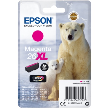 Epson Singlepack Magenta 26XL Claria Premium Ink