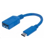 MANHATTAN Kabel USB 2.0 A - USB 3.1 C (F/M), modrý