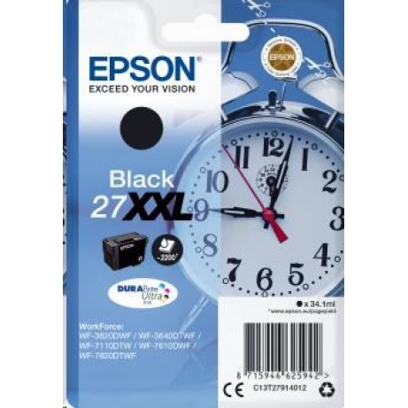 EPSON ink čer Singlepack "Budík" Black 27XXL DURABrite Ultra Ink