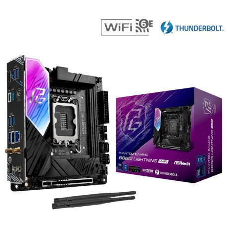 ASRock MB Sc LGA1851 B860I LIGHTNING WIFI, Intel B860, 2xDDR5, 1xThunderbolt, 1xHDMI, WiFi, Mini-ITX