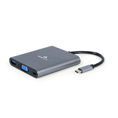 Gembird USB-C 6v1 multiport USB 3.1 + HDMI + VGA + PD + čtečka karet + stereo audio