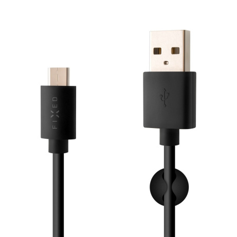 Datový a nabíjecí kabel FIXED s konektory USB/USB-C, USB 2.0, 1 metr, černý