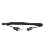 GEMBIRD Kabel USB A Male/Micro B Male 2.0, 1,8m, Black, kroucený