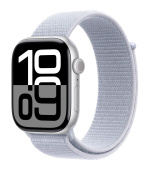 Apple Watch Series 10 GPS + Cellular 42mm Silver Aluminium Case with Blue Cloud Sport Loop