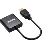 PremiumCord převodník HDMI na VGA se zvukem 3,5mm stereo jack, černá