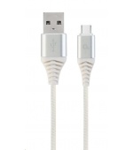 GEMBIRD Kabel USB 2.0 AM na Type-C kabel (AM/CM), 1m, opletený, bílo-strříbrný, blister, PREMIUM QUALITY