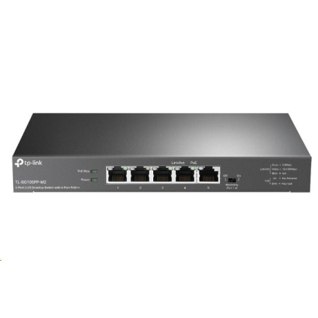 TP-Link switch TL-SG105PP-M2 (5x2,5GbE, 4xPoE++,123W, fanless)