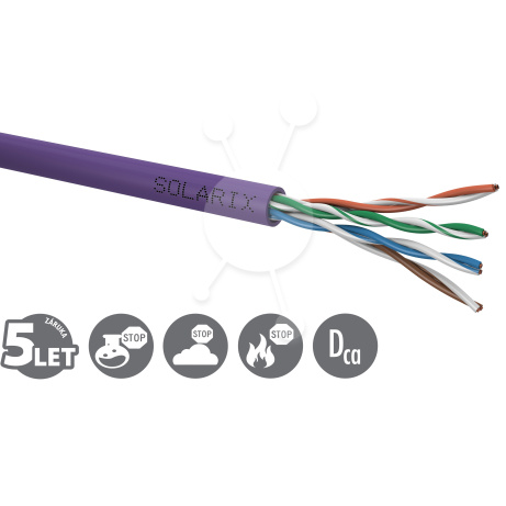 Instalační kabel Solarix CAT5E UTP LSOH Dca-s1,d2,a1 100m/box SXKD-5E-UTP-LSOH