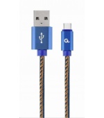 GEMBIRD Kabel USB 2.0 AM na Type-C kabel (AM/CM), 1m, opletený, jeans, blister, PREMIUM QUALITY