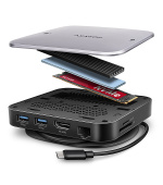 AXAGON HMC-UFO, USB 10Gbps hub, 2x USB-A, USB-C, HDMI 4k/60, RJ-45, M.2 slot, SD/mSD, audio, PD 100W, kabel USB-C 65cm