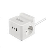 Viking síťový adaptér YC23H, 2x 230 V, 1x USB-A, 2x USB-C, dotykové světlo, funkce stojánku, bílá