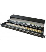 19" Patch panel XtendLan 24port, STP, Cat6, krone, černý - LED vyhledávání