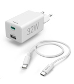 Hama set: rychlá USB nabíječka USB-C PD/QC, USB-A, 32 W + kabel USB C-C 1 m