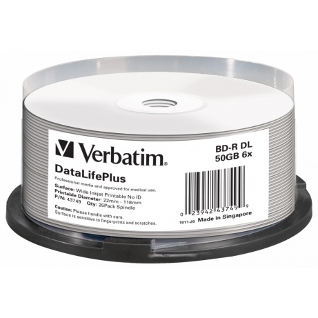 Verbatim Blu-ray BD-R DL 50GB 6x WIDE Profesional Printable 25-cake NON-ID