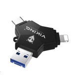 Viking USB Flash disk 3.0 4v1 s koncovkou Lightning/Micro USB/USB/USB-C, 32 GB, černá