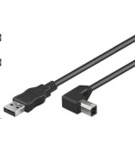 PREMIUMCORD Kabel USB 2.0 A-B propojovací 2m - zahnutý B konektor 90°