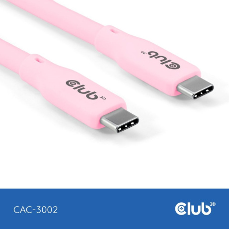 BAZAR - Club3D Kabel USB-C 4.0, 20Gbps, 4K60Hz, PD 240W, 2m, růžová - Poškozený obal (Komplet)