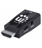 Manhattan adaptér HDMI na VGA, Micro Converter, HDMI Male na VGA Female, audio, černá