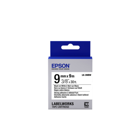 Epson Label Cartridge Strong Adhesive LK-3WBW Black/White 9mm (9m)