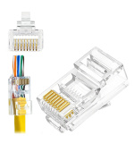 W-Star Konektor UTP RJ45EZ Cat6 10ks 3U pozlacený 6SLD pass through drát licna RJ45EZC6D