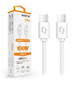 Datový kabel ALIGATOR POWER 100W, USB-C/USB-C 5A, 1,5m bílý