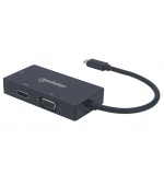 MANHATTAN Adaptér - Converter A/V USB-C 3v1 (HDMI, VGA, DVI)