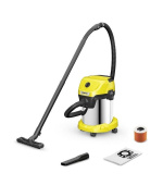 Karcher WD 3 S víceúčelový vysavač, 1000 W, nádoba 17 l, mokré i suché vysávání, skládaný filtr, funkce fukaru