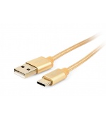 GEMBIRD Opletaný USB-C - USB 2.0,  M/M, 1,8 m, zlatý