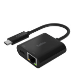 Belkin USB-C adaptér s Gigabit Ethernetem RJ45 + 60W napájení, černá