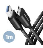 AXAGON BUMM3-AM10AB, SPEED kabel Micro-B USB <-> USB-A, 1m, USB 3.2 Gen 1, 3A, ALU, tpe, černý