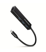 AXAGON HMC-GL3A, USB 3.2 Gen 1 hub, porty 3x USB-A + Gigabit Ethernet, kovový, kabel USB-C 20cm