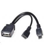 PREMIUMCORD  USB redukce kabel USB A/female+Micro USB/female - Micro USB/male OTG