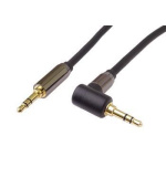 PremiumCord HQ stíněný kabel stereo Jack 3.5mm - Jack 3.5mm zahnutý 90°, 5m